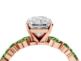 Dynamic Name Rose gold Radiant Cut Diamond Ring with Marquise and Round with Peridot side stone Side Stones and Four-Prong Setting_4