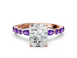 Dynamic Name Rose gold Radiant Cut Diamond Ring with Marquise and Round with Tanzanite side stone Side Stones and Four-Prong Setting