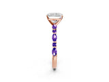 Dynamic Name Rose gold Radiant Cut Diamond Ring with Marquise and Round with Tanzanite side stone Side Stones and Four-Prong Setting_2