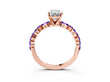 Dynamic Name Rose gold Radiant Cut Diamond Ring with Marquise and Round with Tanzanite side stone Side Stones and Four-Prong Setting_3