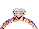 Dynamic Name Rose gold Radiant Cut Diamond Ring with Marquise and Round with Tanzanite side stone Side Stones and Four-Prong Setting_4