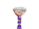 Dynamic Name Rose gold Radiant Cut Diamond Ring with Marquise and Round with Tanzanite side stone Side Stones and Four-Prong Setting_5