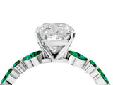 Dynamic Name White gold Cushion Cut Diamond Ring with Marquise and Round with Emerald side stone Side Stones and Four-Prong Setting_4