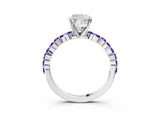 Dynamic Name White gold Cushion Cut Diamond Ring with Marquise and Round with Tanzanite side stone Side Stones and Four-Prong Setting_3