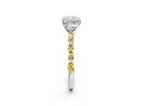 Dynamic Name White gold Cushion Cut Diamond Ring with Marquise and Round with Yellow Sapphire side stone Side Stones and Four-Prong Setting_2