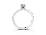 Dynamic Name White gold Fancy Blue Emerald Cut Diamond Solitaire Ring with Round  Pavé Band and Prong Setting_77