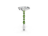 Dynamic Name White gold Marquise Cut Diamond Ring with Marquise and Round with Peridot side stone Side Stones and Four-Prong Setting_2