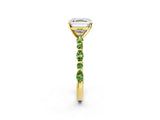 Dynamic Name Yellow gold Asscher Cut Diamond Ring with Marquise and Round with Peridot side stone Side Stones and Four-Prong Setting_2