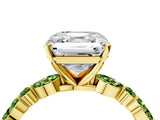 Dynamic Name Yellow gold Asscher Cut Diamond Ring with Marquise and Round with Peridot side stone Side Stones and Four-Prong Setting_4