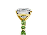 Dynamic Name Yellow gold Asscher Cut Diamond Ring with Marquise and Round with Peridot side stone Side Stones and Four-Prong Setting_5