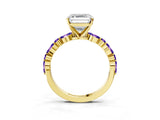 Dynamic Name Yellow gold Asscher Cut Diamond Ring with Marquise and Round with Tanzanite side stone Side Stones and Four-Prong Setting_3