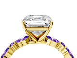 Dynamic Name Yellow gold Asscher Cut Diamond Ring with Marquise and Round with Tanzanite side stone Side Stones and Four-Prong Setting_4
