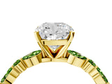 Dynamic Name Yellow gold Cushion Cut Diamond Ring with Marquise and Round with Peridot side stone Side Stones and Four-Prong Setting_4