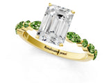 Dynamic Name Yellow gold Emerald Cut Diamond Ring with Marquise and Round with Peridot side stone Side Stones and Four-Prong Setting_1