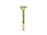 Dynamic Name Yellow gold Emerald Cut Diamond Ring with Marquise and Round with Peridot side stone Side Stones and Four-Prong Setting_2