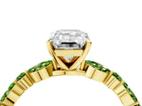 Dynamic Name Yellow gold Emerald Cut Diamond Ring with Marquise and Round with Peridot side stone Side Stones and Four-Prong Setting_4