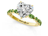 Dynamic Name Yellow gold Heart Cut Diamond Ring with Marquise and Round with Peridot side stone Side Stones and Four-Prong Setting_1