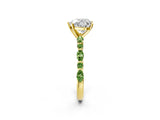 Dynamic Name Yellow gold Heart Cut Diamond Ring with Marquise and Round with Peridot side stone Side Stones and Four-Prong Setting_2