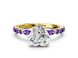 Dynamic Name Yellow gold Heart Cut Diamond Ring with Marquise and Round with Tanzanite side stone Side Stones and Four-Prong Setting