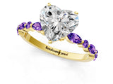 Dynamic Name Yellow gold Heart Cut Diamond Ring with Marquise and Round with Tanzanite side stone Side Stones and Four-Prong Setting_1