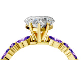 Dynamic Name Yellow gold Heart Cut Diamond Ring with Marquise and Round with Tanzanite side stone Side Stones and Four-Prong Setting_4