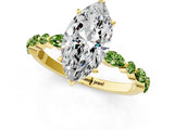 Dynamic Name Yellow gold Marquise Cut Diamond Ring with Marquise and Round with Peridot side stone Side Stones and Four-Prong Setting_1