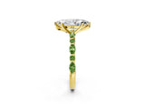 Dynamic Name Yellow gold Marquise Cut Diamond Ring with Marquise and Round with Peridot side stone Side Stones and Four-Prong Setting_2