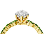 Dynamic Name Yellow gold Marquise Cut Diamond Ring with Marquise and Round with Peridot side stone Side Stones and Four-Prong Setting_4
