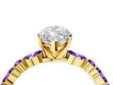 Dynamic Name Yellow gold Marquise Cut Diamond Ring with Marquise and Round with Tanzanite side stone Side Stones and Four-Prong Setting_4