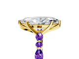 Dynamic Name Yellow gold Marquise Cut Diamond Ring with Marquise and Round with Tanzanite side stone Side Stones and Four-Prong Setting_5