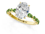 Dynamic Name Yellow gold Oval Cut Diamond Ring with Marquise and Round with Peridot side stone Side Stones and Four-Prong Setting_1