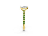 Dynamic Name Yellow gold Oval Cut Diamond Ring with Marquise and Round with Peridot side stone Side Stones and Four-Prong Setting_2