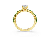 Dynamic Name Yellow gold Oval Cut Diamond Ring with Marquise and Round with Peridot side stone Side Stones and Four-Prong Setting_3