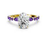 Dynamic Name Yellow gold Oval Cut Diamond Ring with Marquise and Round with Tanzanite side stone Side Stones and Four-Prong Setting