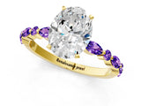 Dynamic Name Yellow gold Oval Cut Diamond Ring with Marquise and Round with Tanzanite side stone Side Stones and Four-Prong Setting_1