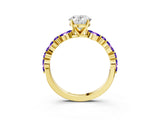 Dynamic Name Yellow gold Oval Cut Diamond Ring with Marquise and Round with Tanzanite side stone Side Stones and Four-Prong Setting_3