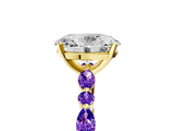 Dynamic Name Yellow gold Oval Cut Diamond Ring with Marquise and Round with Tanzanite side stone Side Stones and Four-Prong Setting_5