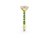 Dynamic Name Yellow gold Pear Cut Diamond Ring with Marquise and Round with Peridot side stone Side Stones and Four-Prong Setting_2