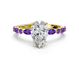 Dynamic Name Yellow gold Pear Cut Diamond Ring with Marquise and Round with Tanzanite side stone Side Stones and Four-Prong Setting