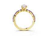 Dynamic Name Yellow gold Pear Cut Diamond Ring with Marquise and Round with Tanzanite side stone Side Stones and Four-Prong Setting_3