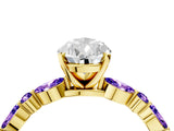 Dynamic Name Yellow gold Pear Cut Diamond Ring with Marquise and Round with Tanzanite side stone Side Stones and Four-Prong Setting_4