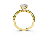 Dynamic Name Yellow gold Princess Cut Diamond Ring with Marquise and Round with Peridot side stone Side Stones and Four-Prong Setting_3