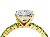 Dynamic Name Yellow gold Princess Cut Diamond Ring with Marquise and Round with Peridot side stone Side Stones and Four-Prong Setting_4