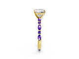 Dynamic Name Yellow gold Princess Cut Diamond Ring with Marquise and Round with Tanzanite side stone Side Stones and Four-Prong Setting_2