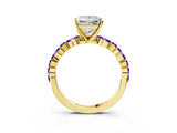 Dynamic Name Yellow gold Princess Cut Diamond Ring with Marquise and Round with Tanzanite side stone Side Stones and Four-Prong Setting_3