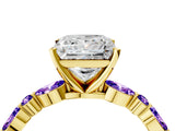 Dynamic Name Yellow gold Princess Cut Diamond Ring with Marquise and Round with Tanzanite side stone Side Stones and Four-Prong Setting_4