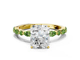 Dynamic Name Yellow gold Radiant Cut Diamond Ring with Marquise and Round with Peridot side stone Side Stones and Four-Prong Setting
