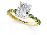 Dynamic Name Yellow gold Radiant Cut Diamond Ring with Marquise and Round with Peridot side stone Side Stones and Four-Prong Setting_1