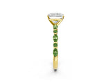 Dynamic Name Yellow gold Radiant Cut Diamond Ring with Marquise and Round with Peridot side stone Side Stones and Four-Prong Setting_2