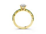 Dynamic Name Yellow gold Radiant Cut Diamond Ring with Marquise and Round with Peridot side stone Side Stones and Four-Prong Setting_3